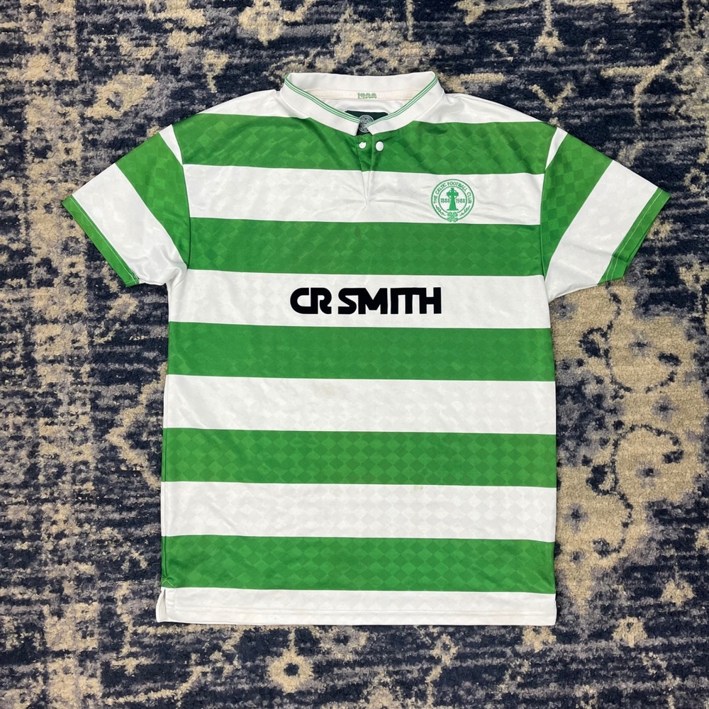 Celtic FC 1988 Centenary Soccer Jersey Green White Hoops CR Smith Mens XL